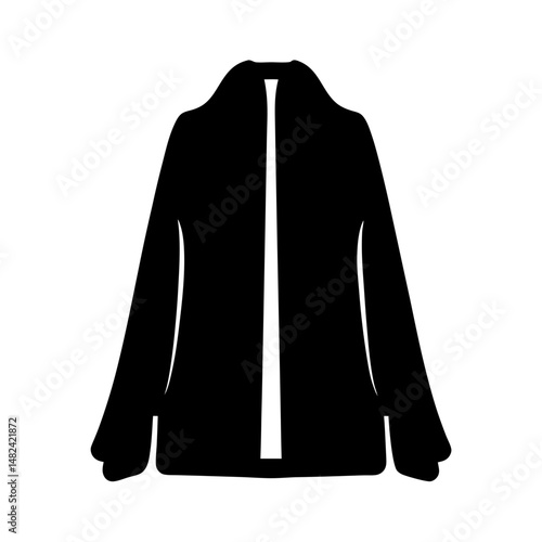 Silhouette of an open front collared jacket with long sleeves design