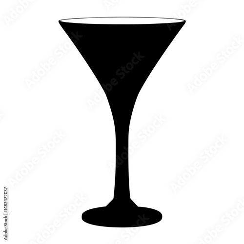 Simple silhouette illustration of a martini glass against a white background