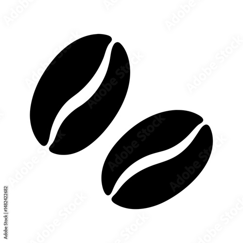 Elegant black and white image featuring two coffee beans isolated on white