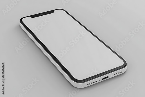 White Smartphone with Black Bezel on Grey Background