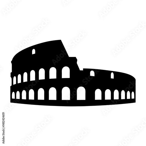 Iconic Silhouette of the Roman Colosseum, Ancient Symbol of Rome and Italy