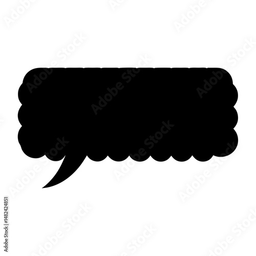 Black rounded speech bubble resembling cumulus clouds on white background