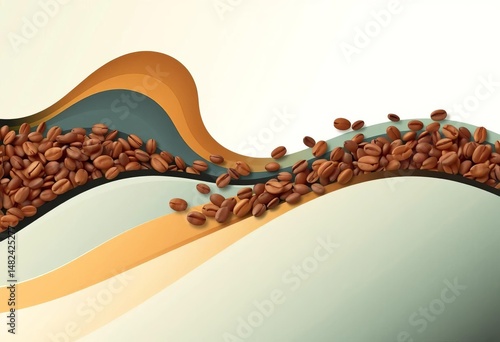 Abstract coffee bean wave background, simple flat vector style,  texture,  aroma
