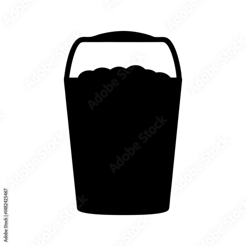 Black and White Illustration of a Bucket Filled with an Unknown Substance