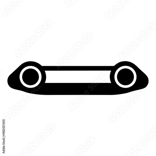 Stylized black abstract illustration of connecting rod with end circular bearings