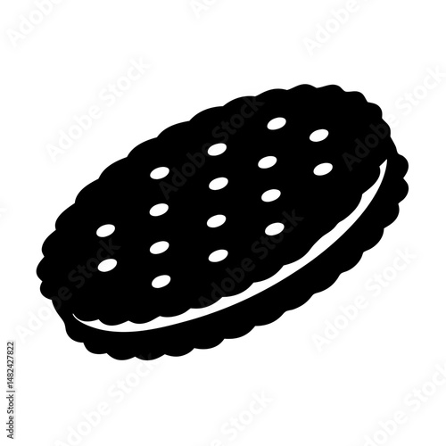 Delicious chocolate sandwich cookie with creme filling in a minimalist style