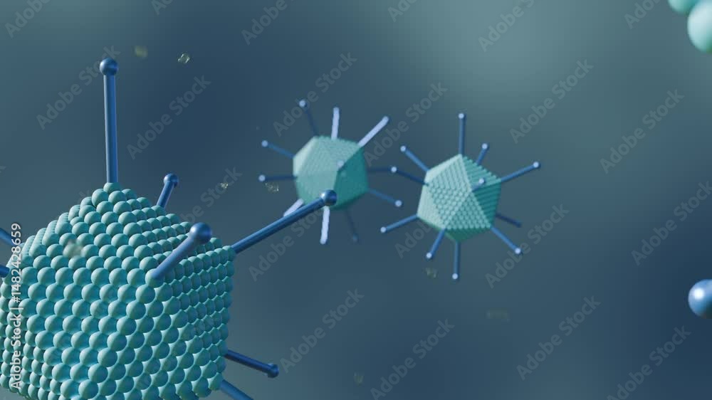A 3d animation of floating adenovirus, highlighting its key structural ...
