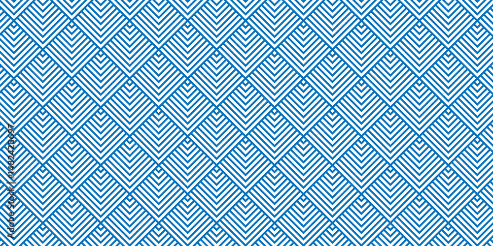 Geomatics overlapping create retro line pattern design.	Abstract overlapping vector blue Pattern wave lines fabric square line background. seamless fabric design.
