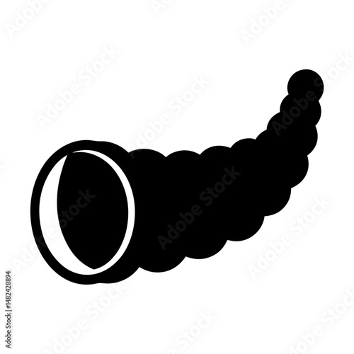 Bold and graphic horn of plenty symbol in stark black and white