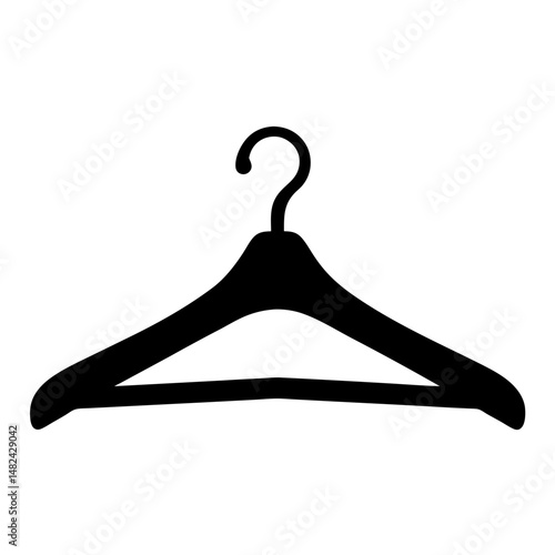 Simple silhouette image of a clothes hanger, a closet staple for hanging clothing