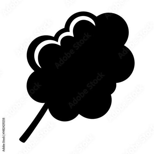 Monochrome Cotton Candy Icon with a Stick Represents Sweet Treat Delight