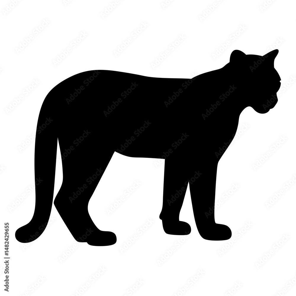 Obraz premium Black silhouette of a standing puma creating a powerful majestic figure