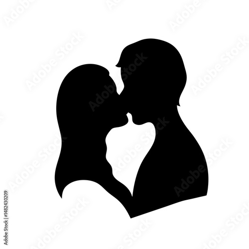 Silhouette of a loving couple sharing a kiss, symbolizing affection and intimacy