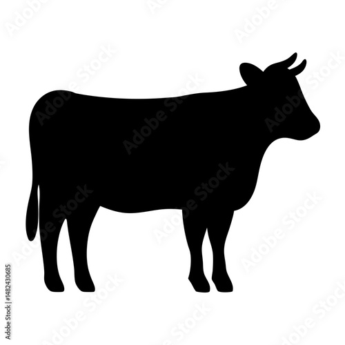 A Silhouetted Cow Stands Tall Against a White Background Creating a Simple Image