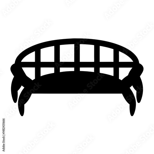 Black silhouette vector illustration of a vintage wrought iron bench isolated object