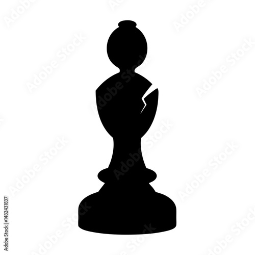 A Broken Chess Pawn's Silhouette Represents Fragility and Strategic Setbacks in Games
