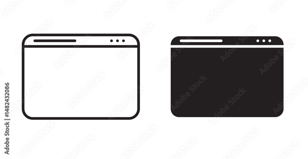 Browser window icon set flat style. Vector illustration collection. Browser window icon set flat style. Vector illustration collection.