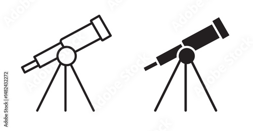 Telescope icon set flat style. Vector illustration collection.