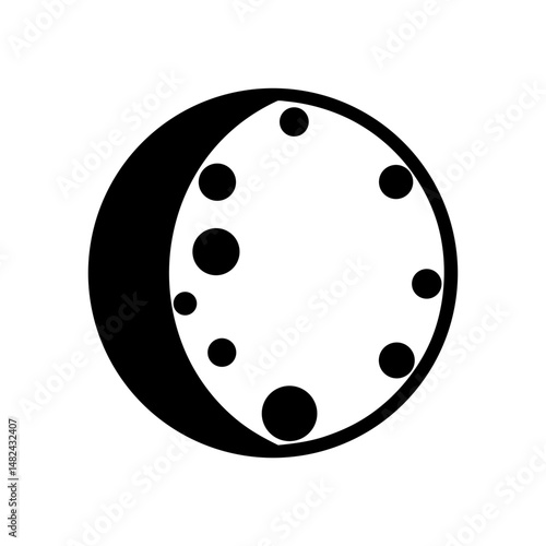 Abstract Lunar Cycle Representation with Circular Patterns and Geometric Design Elements