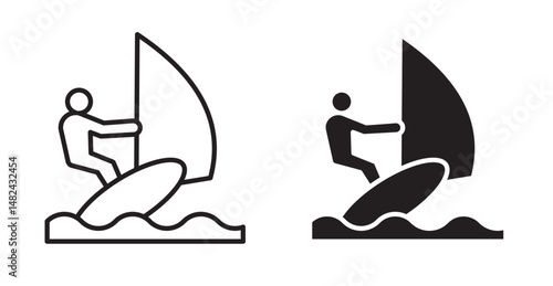 Windsurf icon set flat style. Vector illustration collection.