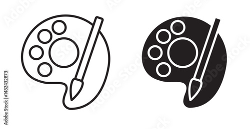Brush and Palette icon set flat style. Vector illustration collection.