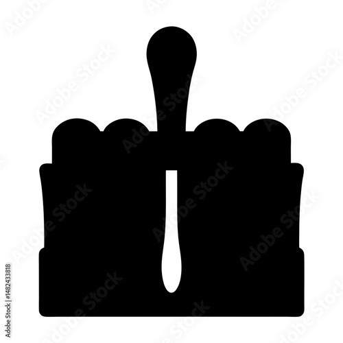 Solid black beer tap icon with two full glasses underneath it