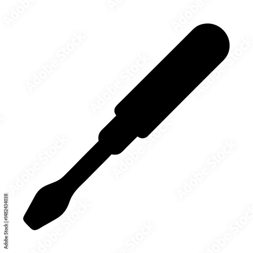 Simple black silhouette of a flathead screwdriver tool for construction work