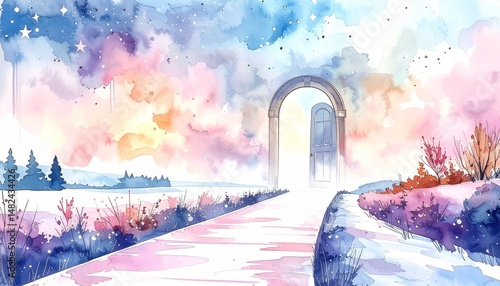 幻想的な門の背景イラスト