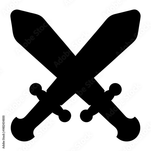 Two Black Swords in a Crossed Position Symbolizing Battle or Victory