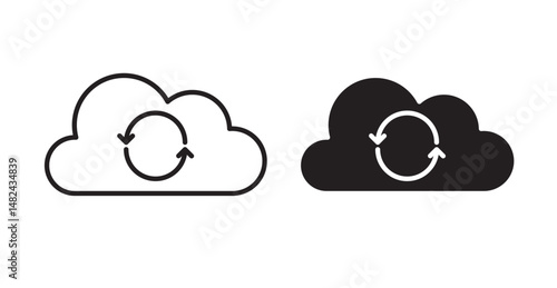 Cloud sync icon set flat style. Vector illustration collection.