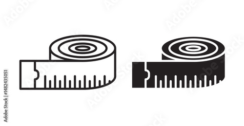 Meter tape icon set flat style. Vector illustration collection.