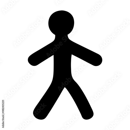 Black silhouette of a person with arms outstretched and legs apart