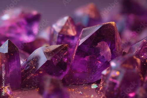 Obraz na płótnie Detailed macro image of a brilliant purple amethyst crystal w salonie