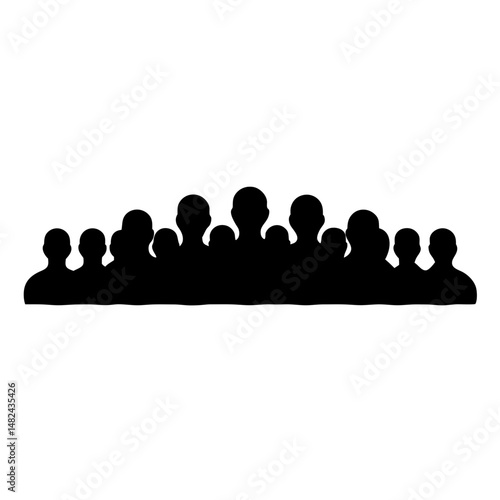 Silhouette of a Crowd of People, a Large Group Gathered Together