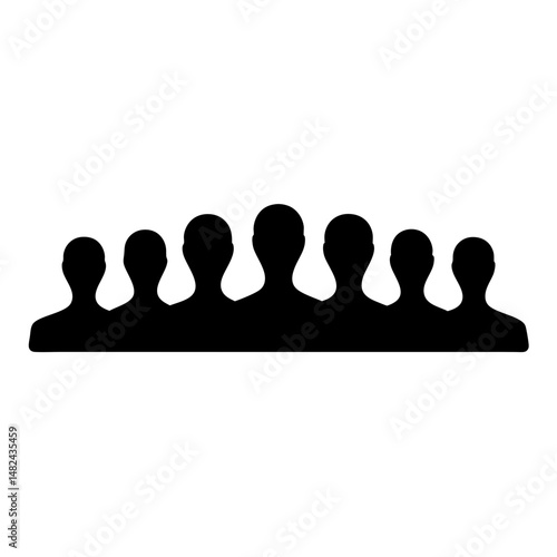 Silhouette Crowd Standing Together, Group of People, Seven Anonymous Figures