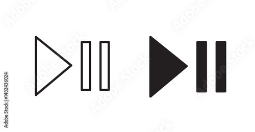Play pause icon set flat style. Vector illustration collection.