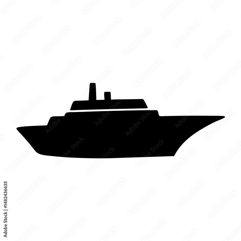 Obraz premium Silhouette illustration of a luxurious cruise ship against a white background