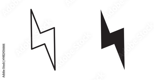 Lightning bolt icon set flat style. Vector illustration collection.