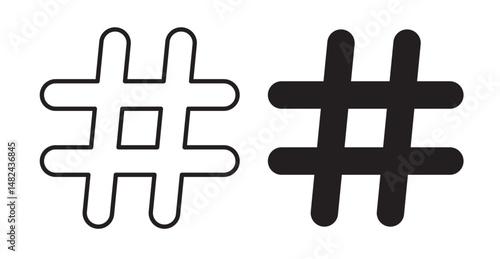 Hashtag icon set flat style. Vector illustration collection.