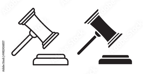 Gavel icon set flat style. Vector illustration collection.