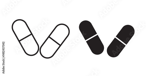 Pill icon set flat style. Vector illustration collection.