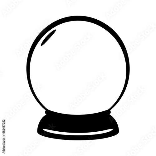 Minimalist black and white illustration of a classic fortune teller's crystal ball