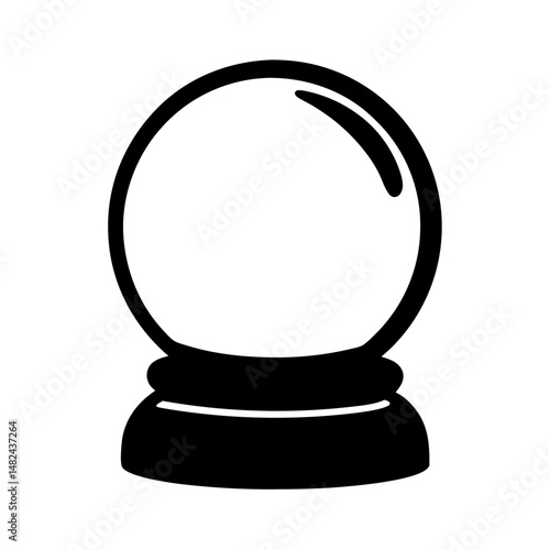 Simple and Elegant Black and White Crystal Ball Illustration for Prediction