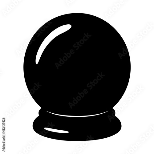 Black and white silhouette of a magical fortune teller's crystal ball
