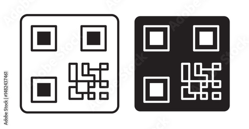 QR code icon set flat style. Vector illustration collection.