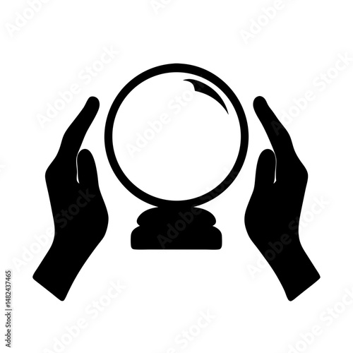 Crystal ball held by hands, magic and mystery are in the air