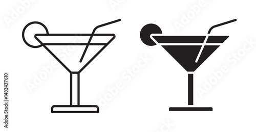Cocktail icon set flat style. Vector illustration collection.