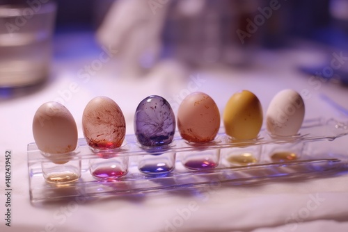 Obraz na płótnie Water absorption test of make up eggs w salonie