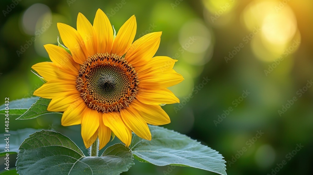 Naklejka premium Vibrant sunflower blooms against soft, blurred greenery