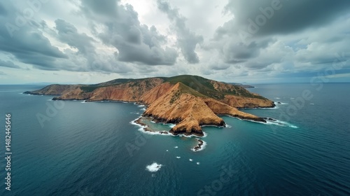 Wallpaper Mural Salvora Island coastline under cloudy skies at midday, shown in a panoramic scene. Torontodigital.ca